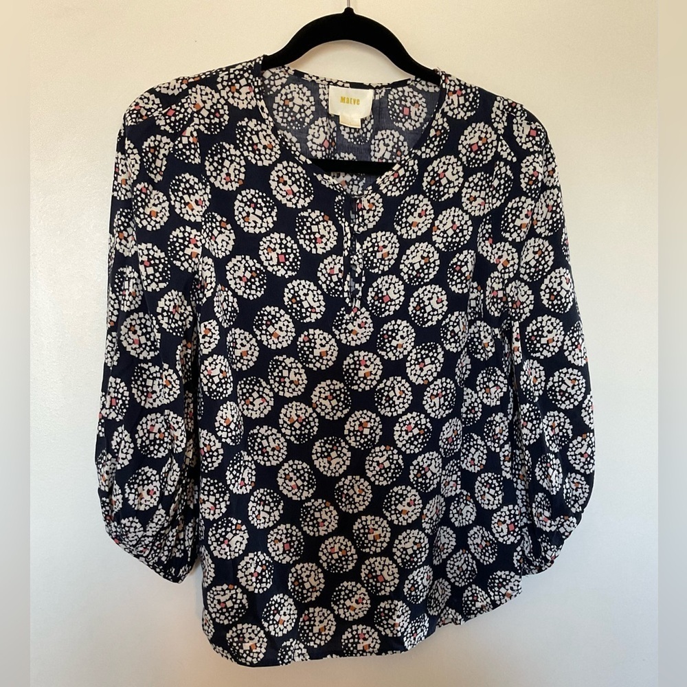 Anthropologie Maeve Confetti Ball Dandelion Floral Blouse in Size 4